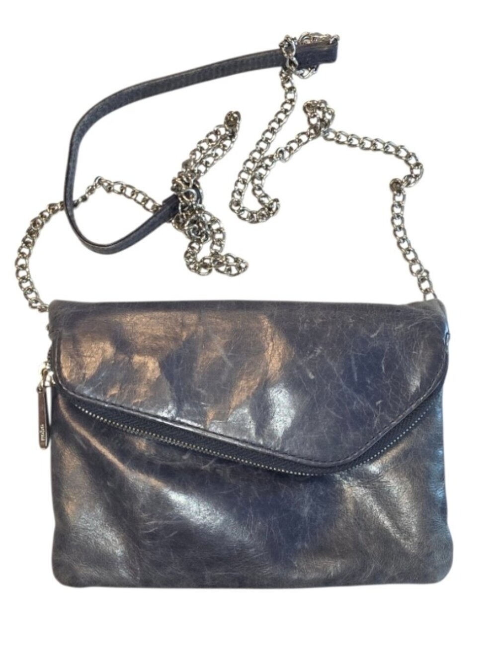 HOBO Daria Convertible Crossbody Leather Bag Purse Blue Clutch Distressed